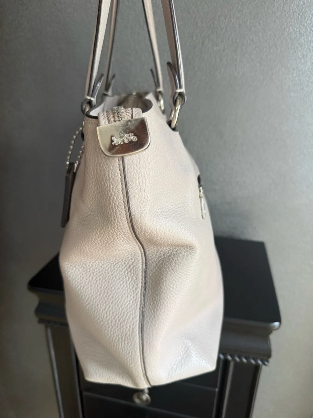 Coach Pebbled Leather Tote in Light Taupe - Picture 4 of 11